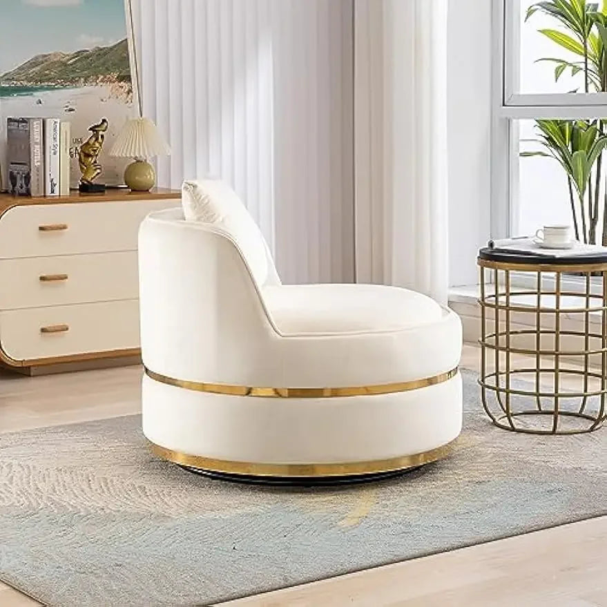 Accent Barrel Chair with Seat Cushion&Pillow Modern Comfy Velvet Upholstery 360 Recliner Sofa Club Chaise Leisure round Lounge