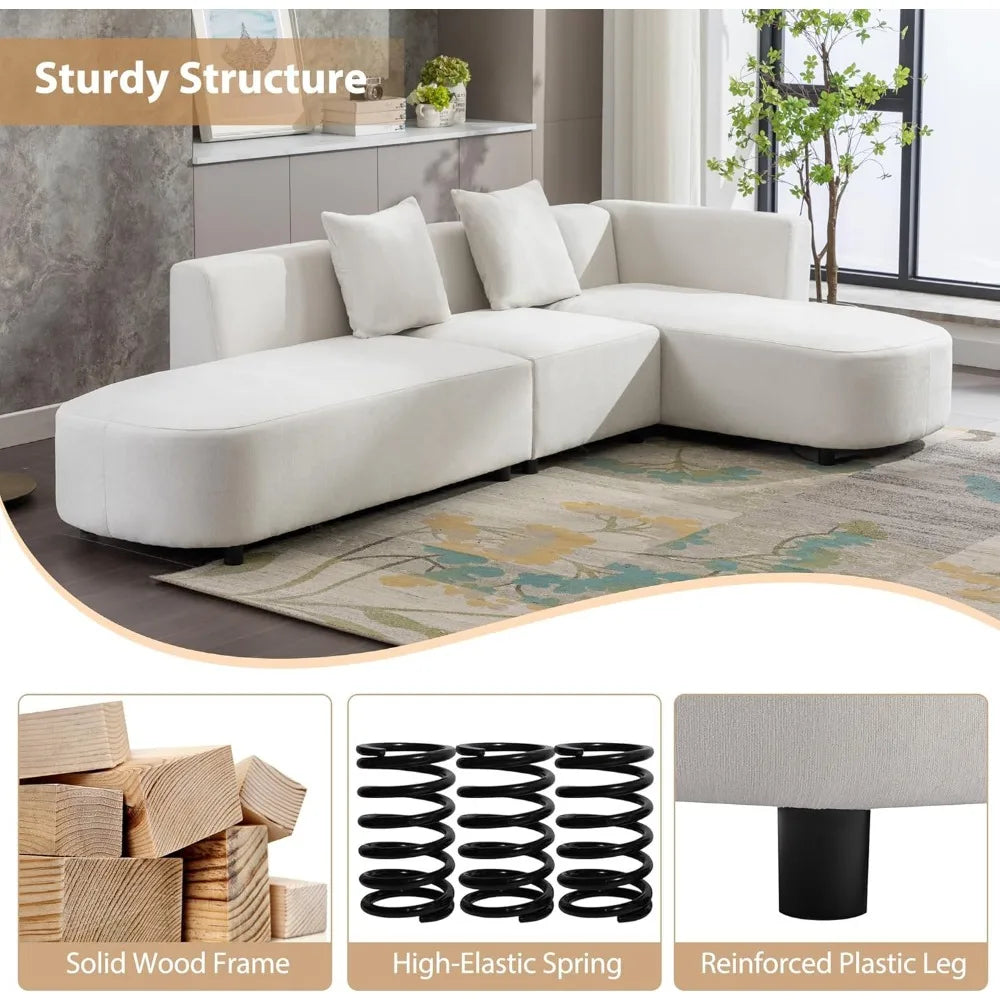 110.2" Sectional Sofa Couch for Living Room, Modern Upholstered Couch L Shaped 4 Seater Modular Sectional Sofa for Bedroom