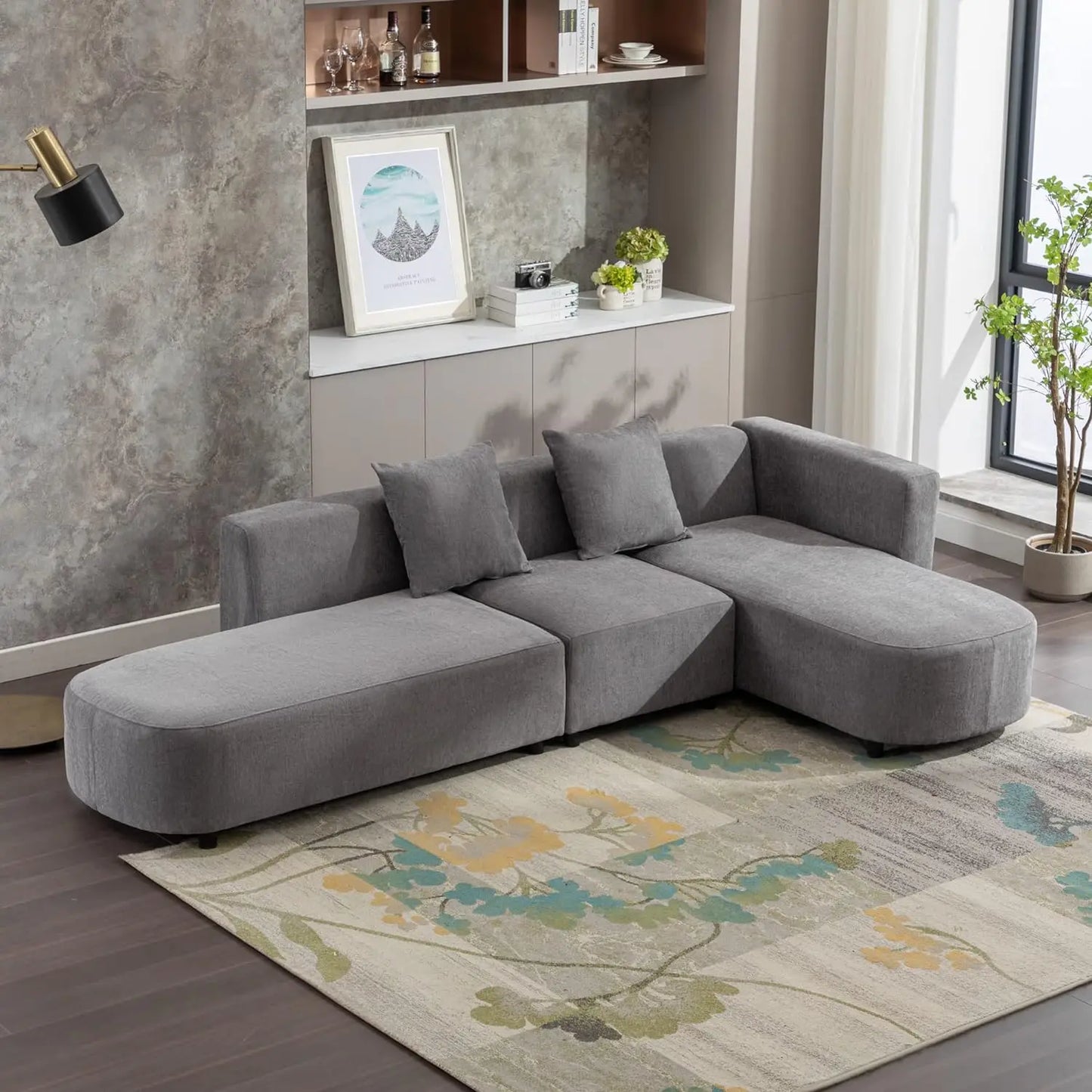 110.2" Sectional Sofa Couch for Living Room, Modern Upholstered Couch L Shaped 4 Seater Modular Sectional Sofa for Bedroom