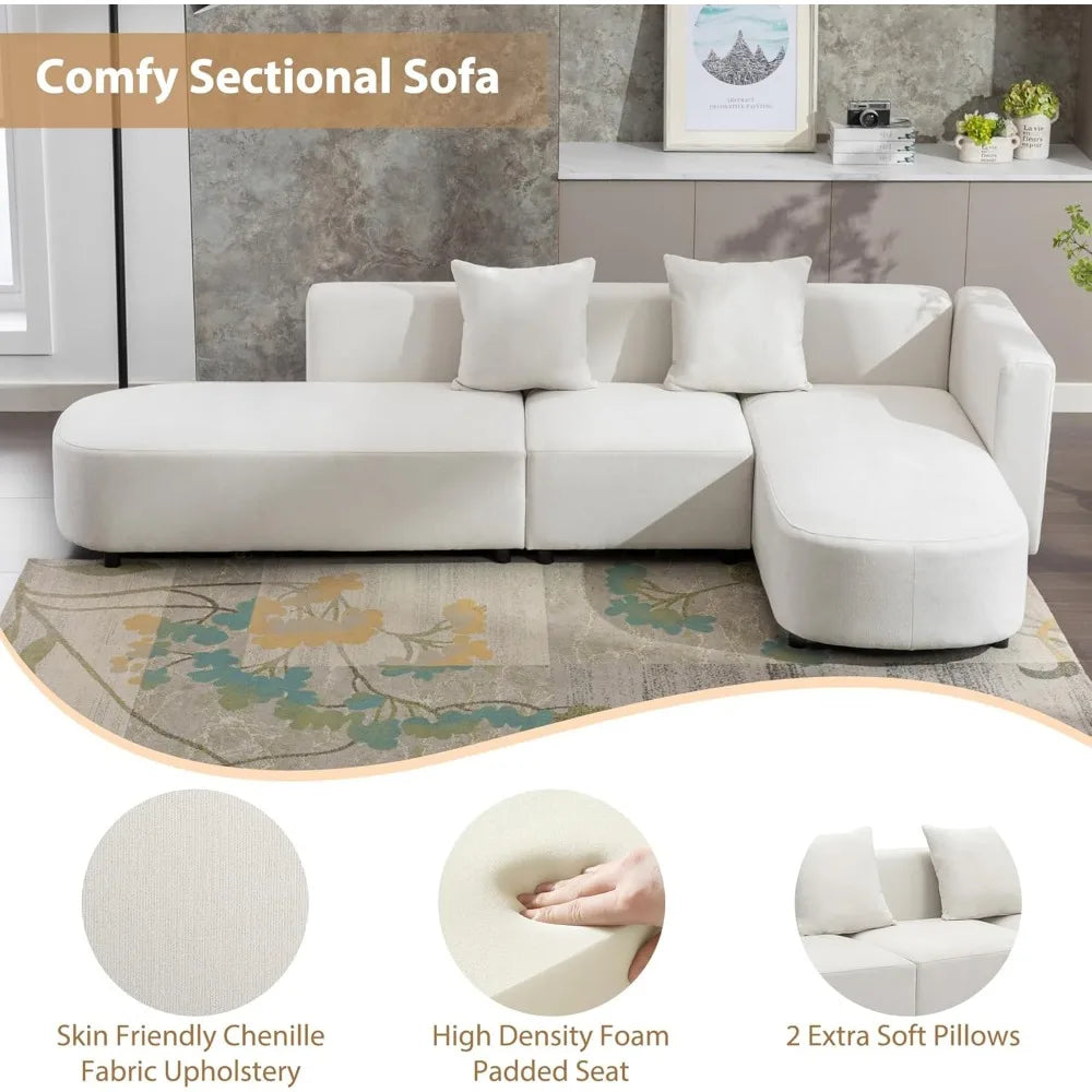 110.2" Sectional Sofa Couch for Living Room, Modern Upholstered Couch L Shaped 4 Seater Modular Sectional Sofa for Bedroom