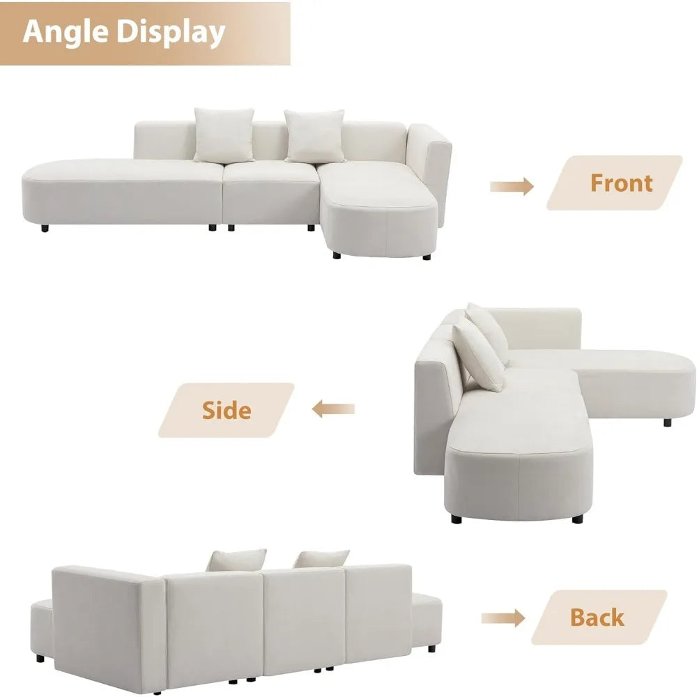 110.2" Sectional Sofa Couch for Living Room, Modern Upholstered Couch L Shaped 4 Seater Modular Sectional Sofa for Bedroom